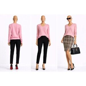 Tahari Women Sweater Size L Pink Cashmere  V-Neck Soft Knit Luxury Pullover Luxu